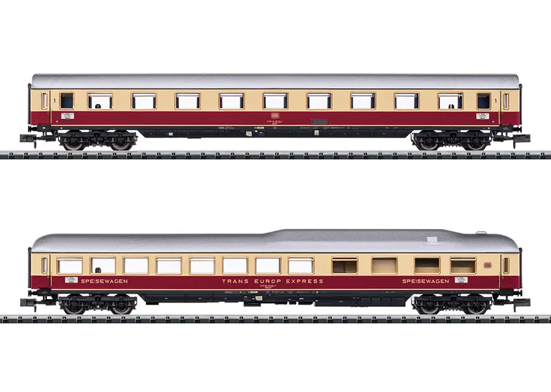 [MII 15369] Minitrix : Voitures TEE Rheinpfeil avec éclairage DB DC Epoque IV (1/160)