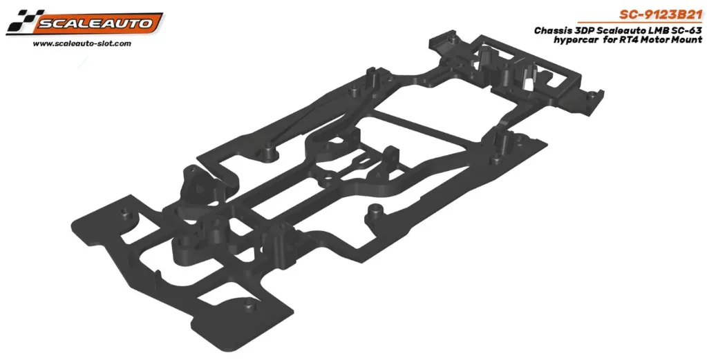 [SCT SC-9123B21] Scaleauto : Chassis 3DP LMB SC-63 hypercar de Scaleauto para Soporte Motor RT4 (1/32)