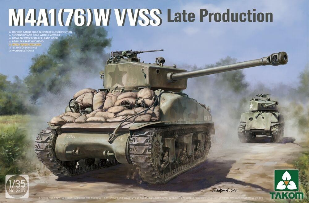 [TAK 2207] Takom: U.S. Medium Tank M4A1(76W) Sherman - VVSS Late Production (1:35) │ Ref. 2207