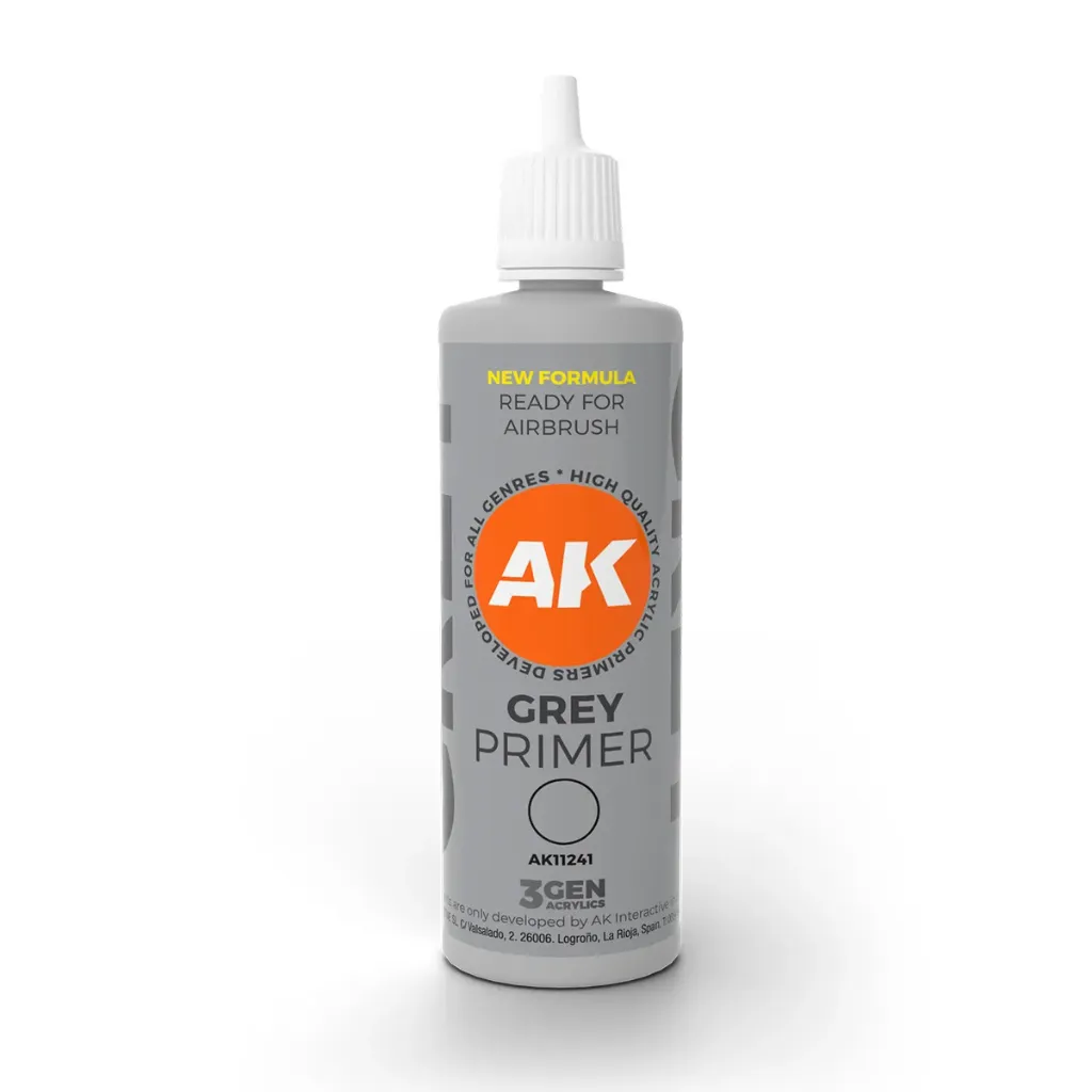 [AK AK11241] AK Interactive: Zelfnivellerende Grijze Primer - Nieuwe Formule (100ml) │ Ref. AK11241