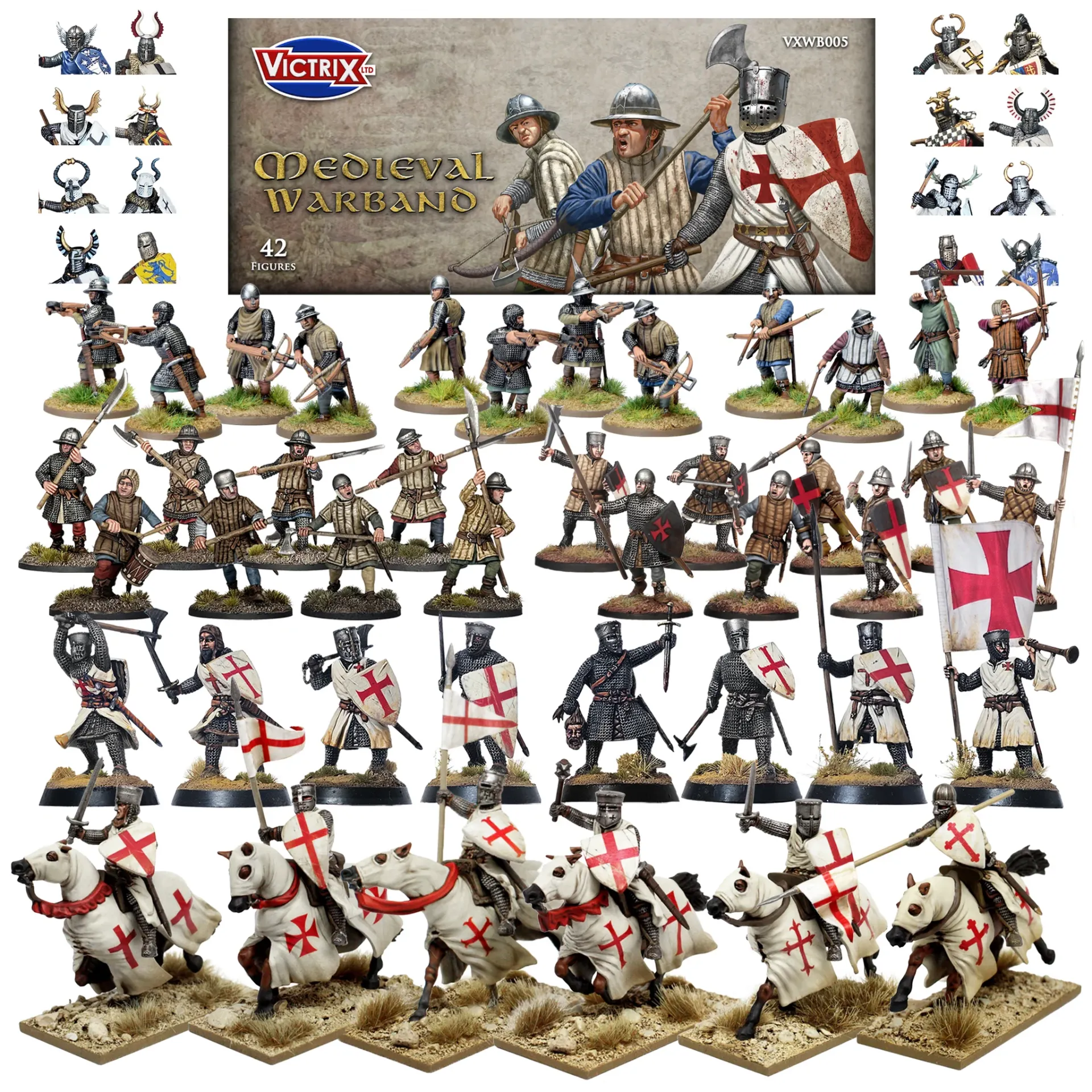 [VTX VXWB005] Victrix : Medieval Warband (28mm) - Set de Combat Médiéval │ Réf. VXWB005