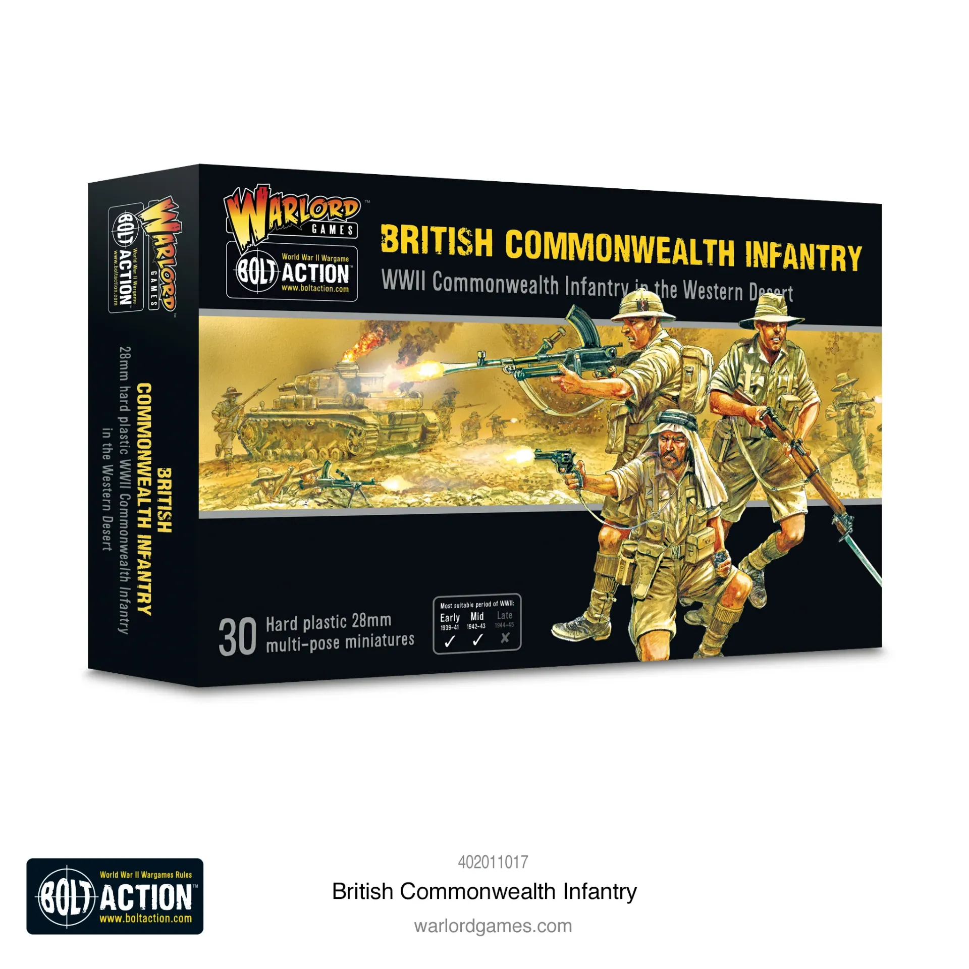 [WLG 402011017] Warlord Games: Bolt Action - British Commonwealth Infantry (30 Figuren) │ Ref. 402011017