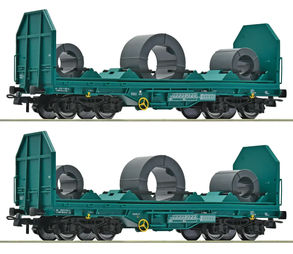 [ROC 6600181] Roco : 2 Wagon Shmmns Transport de Coil - FS DC Epoque VI (1/87)