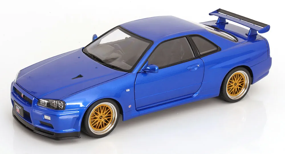 [KKS KKDC20211-2] KK-Scale : Nissan Skyline GT-R R34 V-Spec II Avec Jantes BBS 2001 Bleu Métallise (1/12)