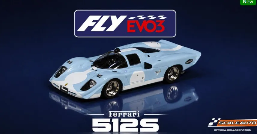 [SCT R2004R3] Scaleauto : Ferrari 512S Bleu Chassis Evo3 Sidewinder (1/32)