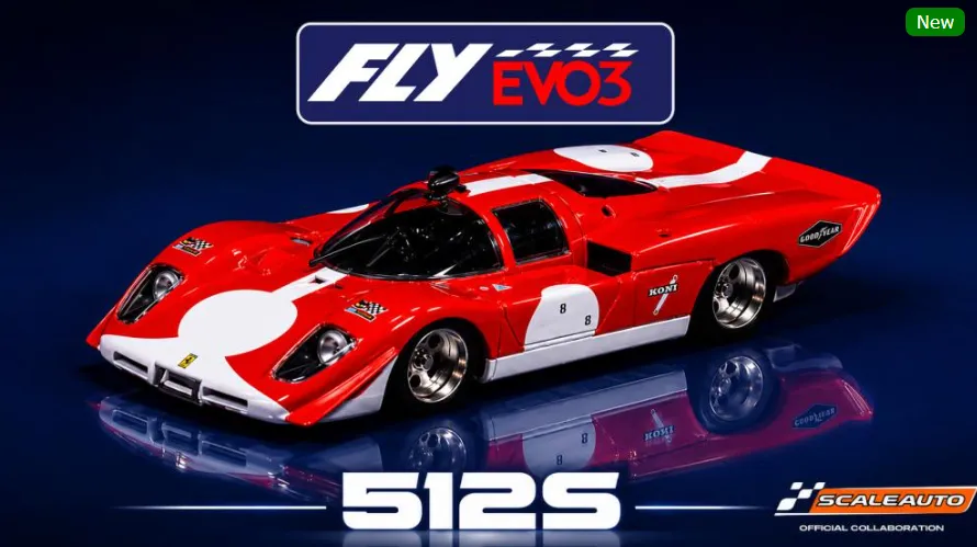 Scaleauto : Ferrari 512S Rouge Chassis Evo3 Sidewinder (1/32)