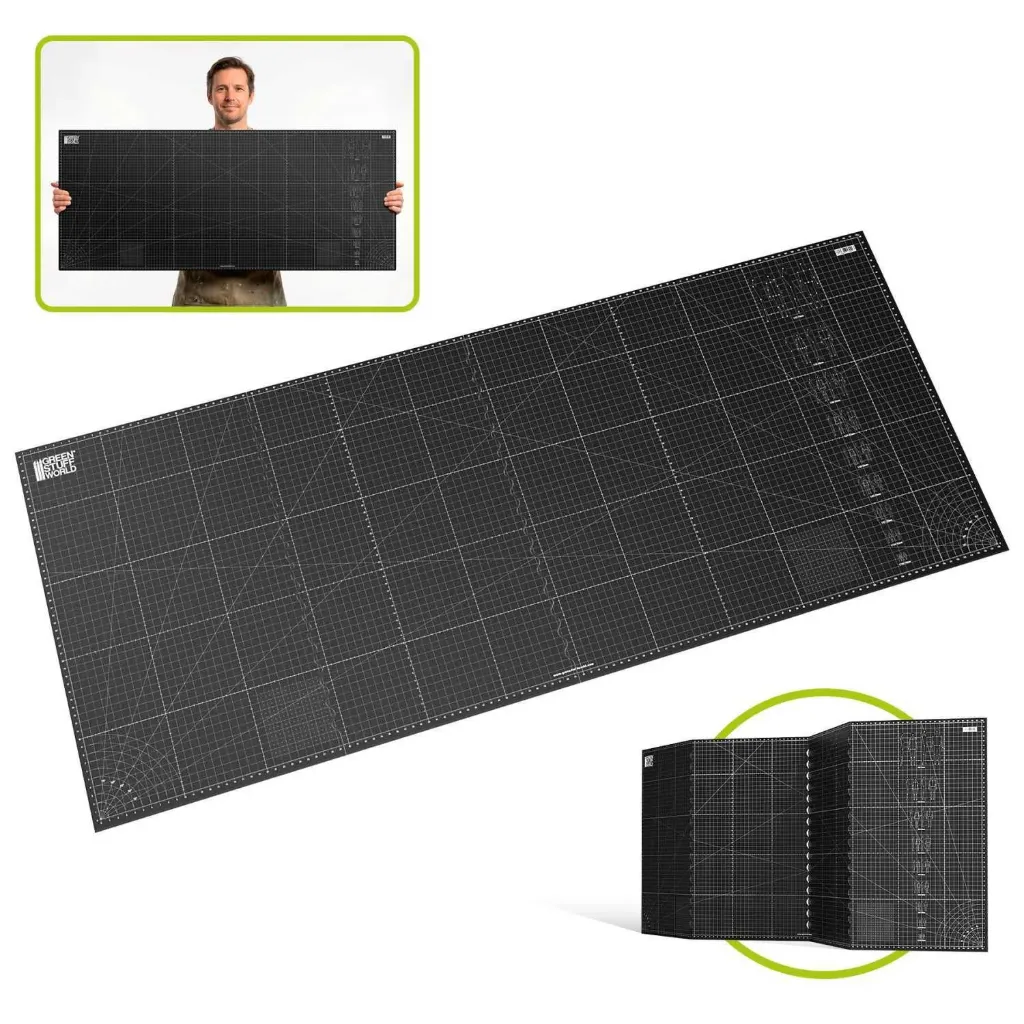 [GSW 6639] Green Stuff World : Tapis de Découpe XXL Pliable Noir (50x120cm / Épaisseur 2mm)