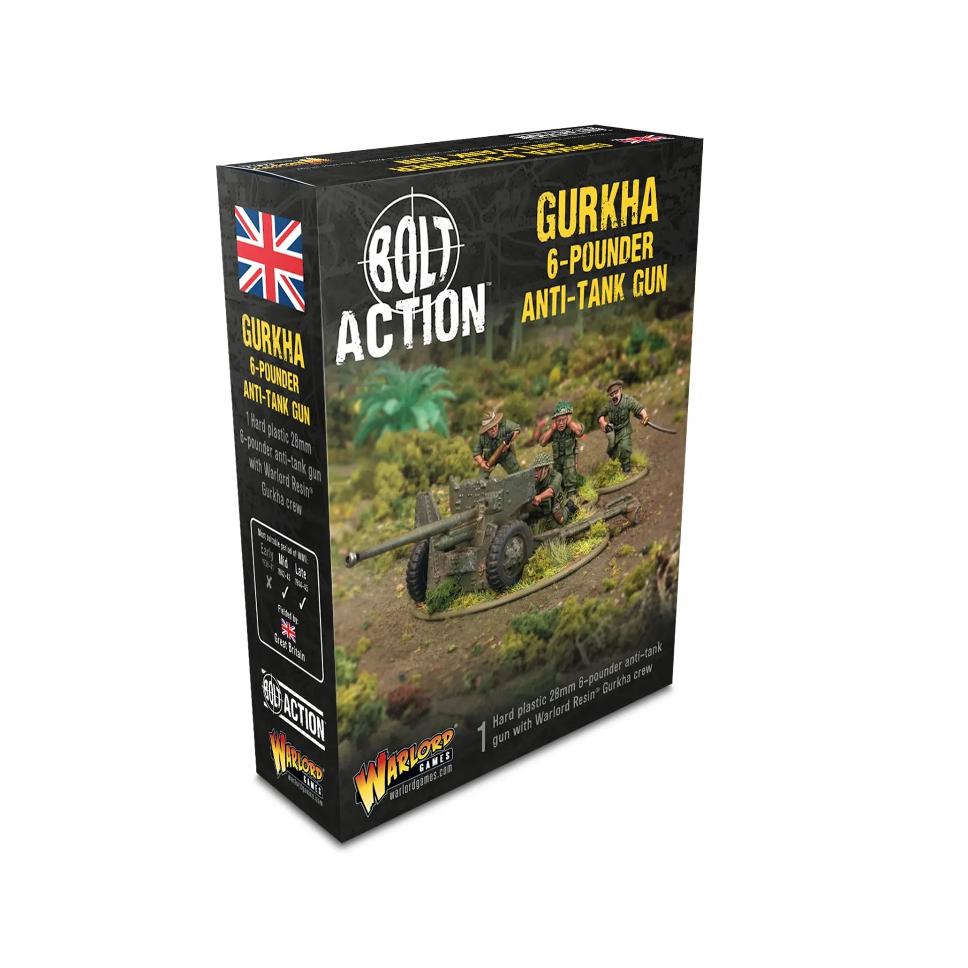 Bolt Action : Canon Anti-Char Gurkha 6-Pounder (Canon Plastique & Servants Gurkhas en Résine)