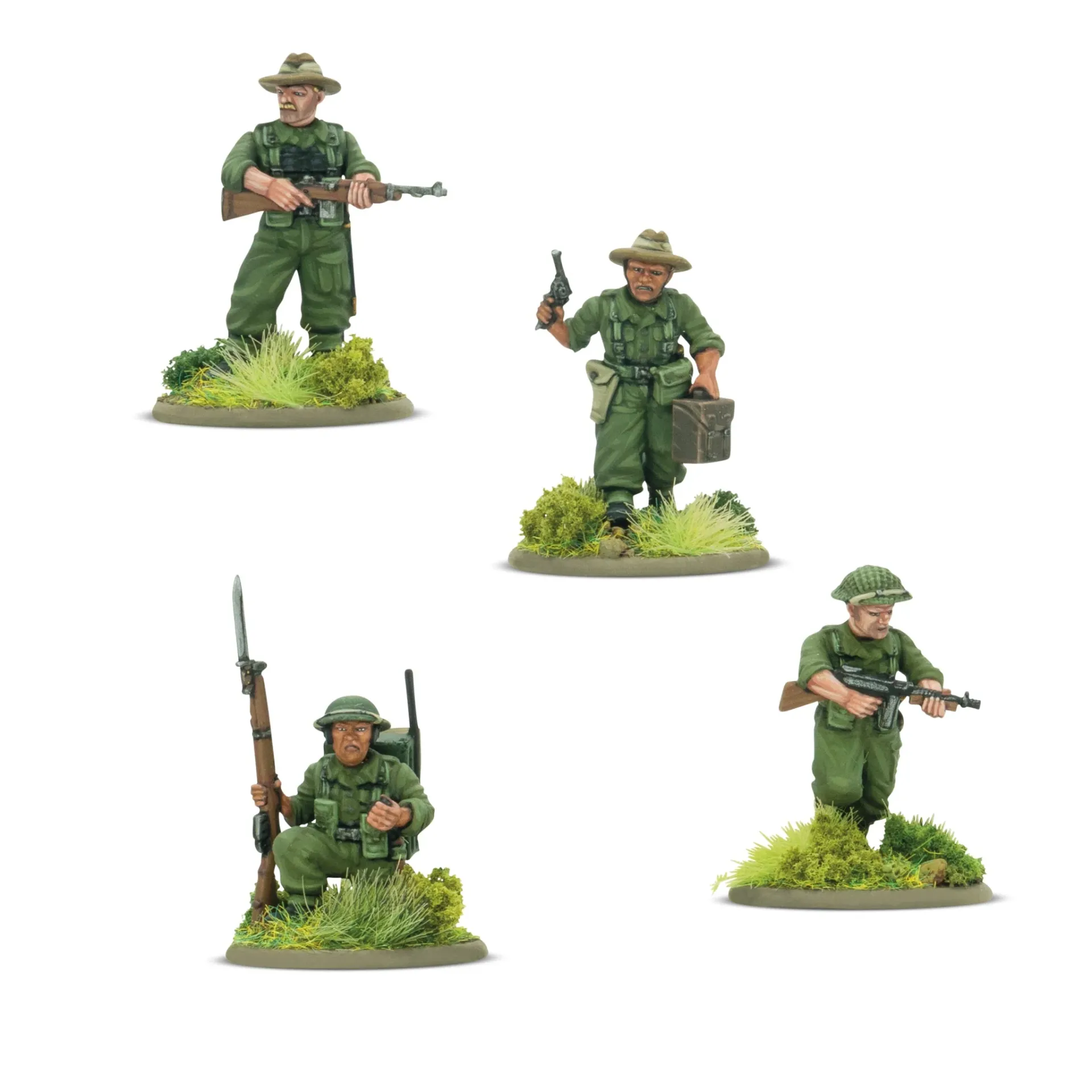 Bolt Action : Gurkha HQ (État-Major & Commandement Gurkha du Commonwealth - 4 Figurines)