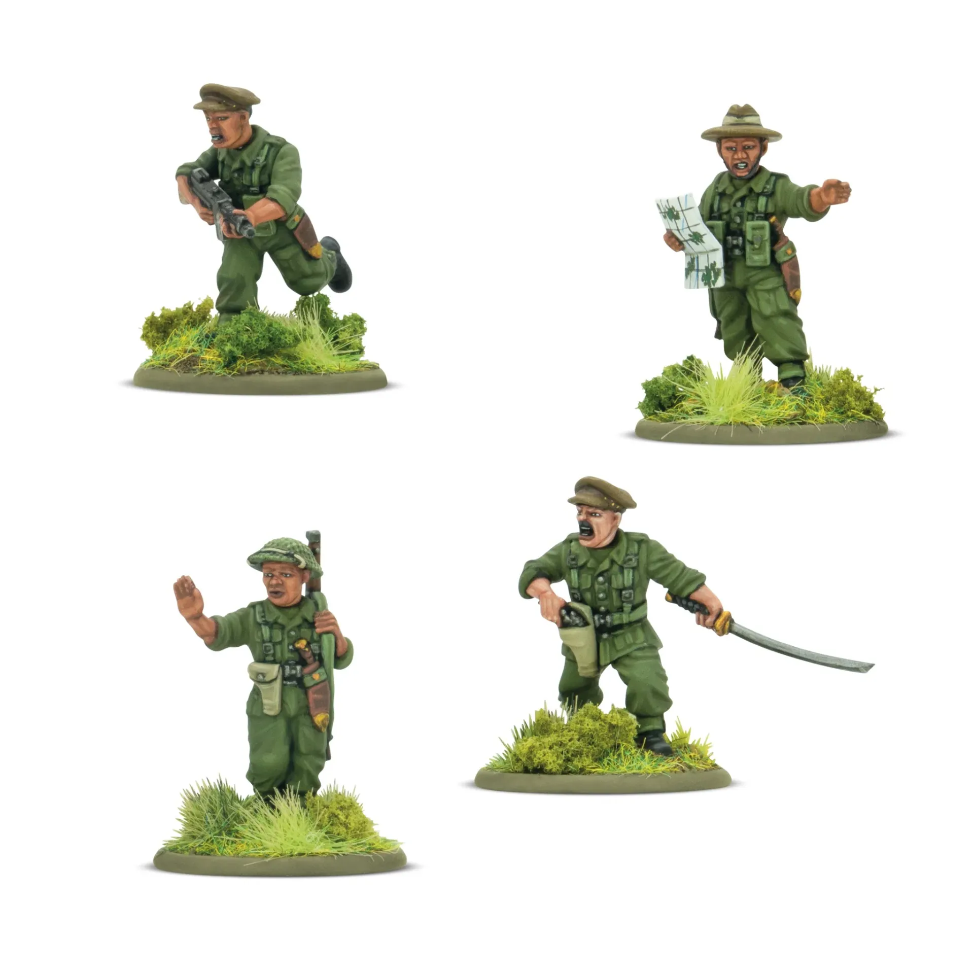 Bolt Action : Gurkha Platoon Commanders (4 Miniatures Set)