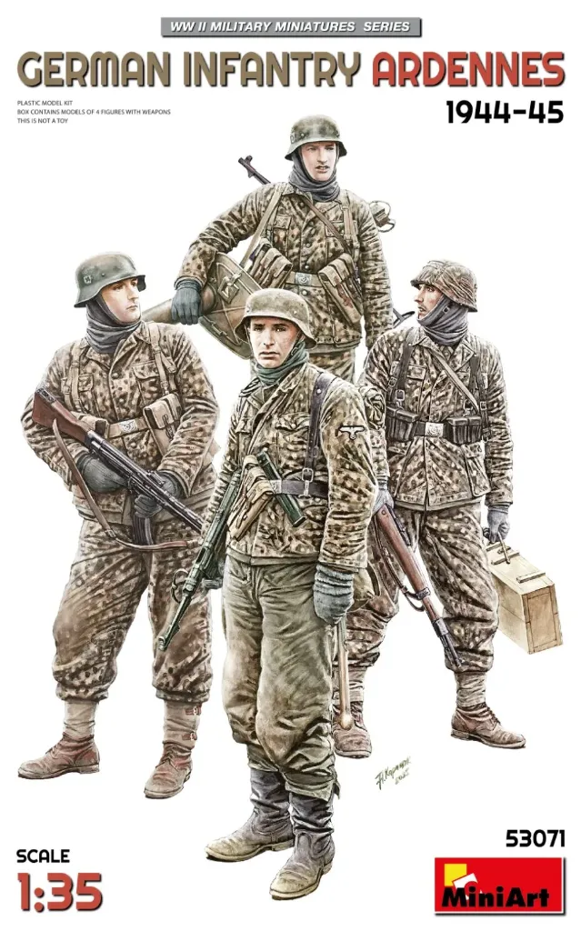 MiniArt : German Infantry Ardennes 1944-45 1/35 - 4 Figurines Hiver avec Armes & Équipements │ Ref. 53071