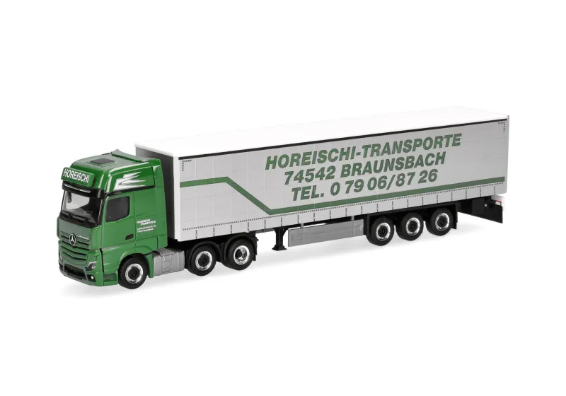 Herpa : Mercedes-Benz Actros L Gigaspace Gardinenplanen-Sattelzug "Horeischi Transporte" (1/87)