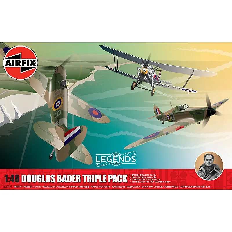 Airfix : Legends - Douglas Bader - Triple Pack Bristol Bulldog MK.IIa - Hawker Hurricaner MK.I - Supermarine Spitfire (1/48)