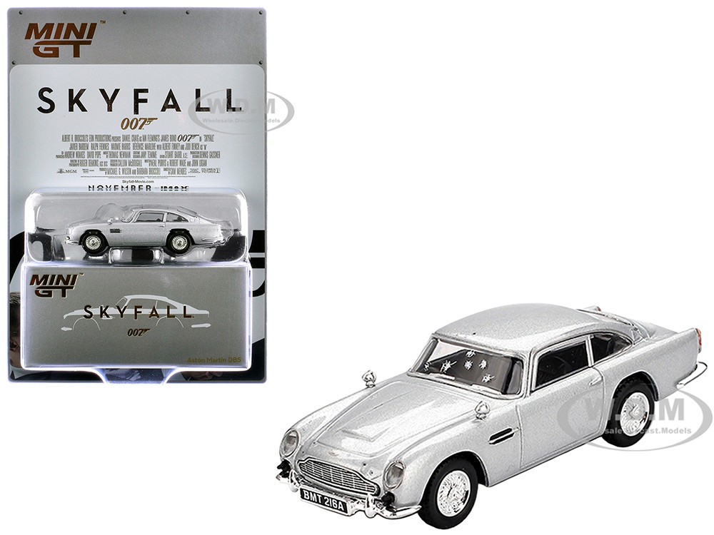 MiniGT : Aston Martin DB5 RHD Birch Silver Metallic (Damaged) 007 James Bond "Skyfall" (2012) 1/64