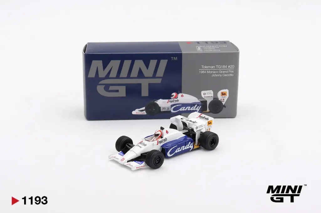 [TSM MGT01193L] MiniGT : Toleman TG 184 N°20 GP Monaco Johny Cecotto 1984 (1/64)