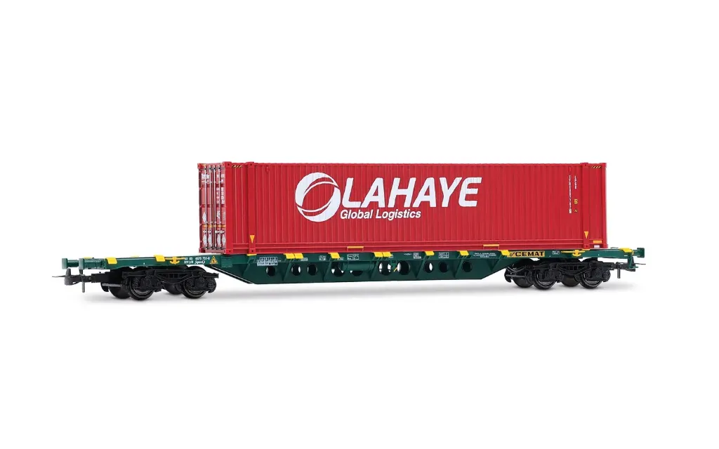 Jouef : Wagon Porte conteneurs Sgnss Cemat Lahaye DC Sncf Epoque VI (1/87)