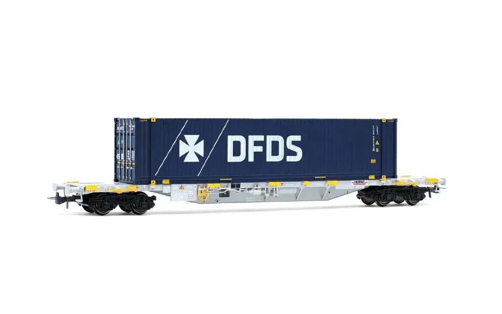 Rivarossi : Wagon Porte containeur Hupac 45' DB DFDS DC DB Epoque VI (1/87)