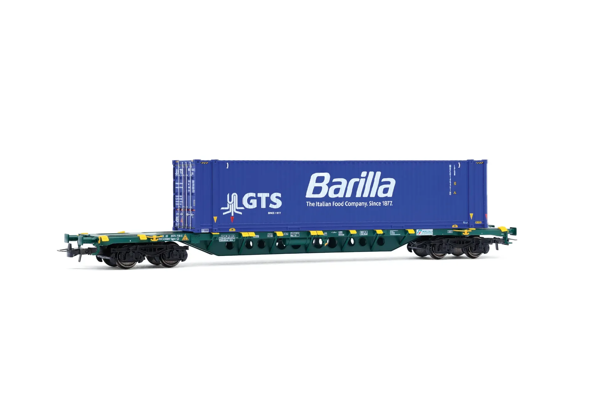Rivarossi : Wagon Porte containeur Hupac 45'GTS Barilla  SBB DC Epoque VI (1/87) (copie)