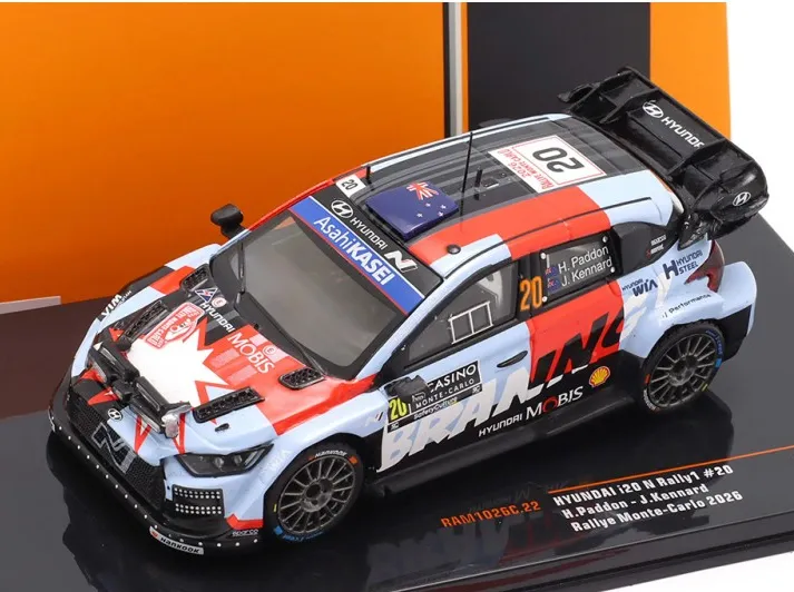 Ixomodels : Hyundai I20 Rally1 n°20 Monte Carlo 2026 Paddon-Kenrard (1/43)