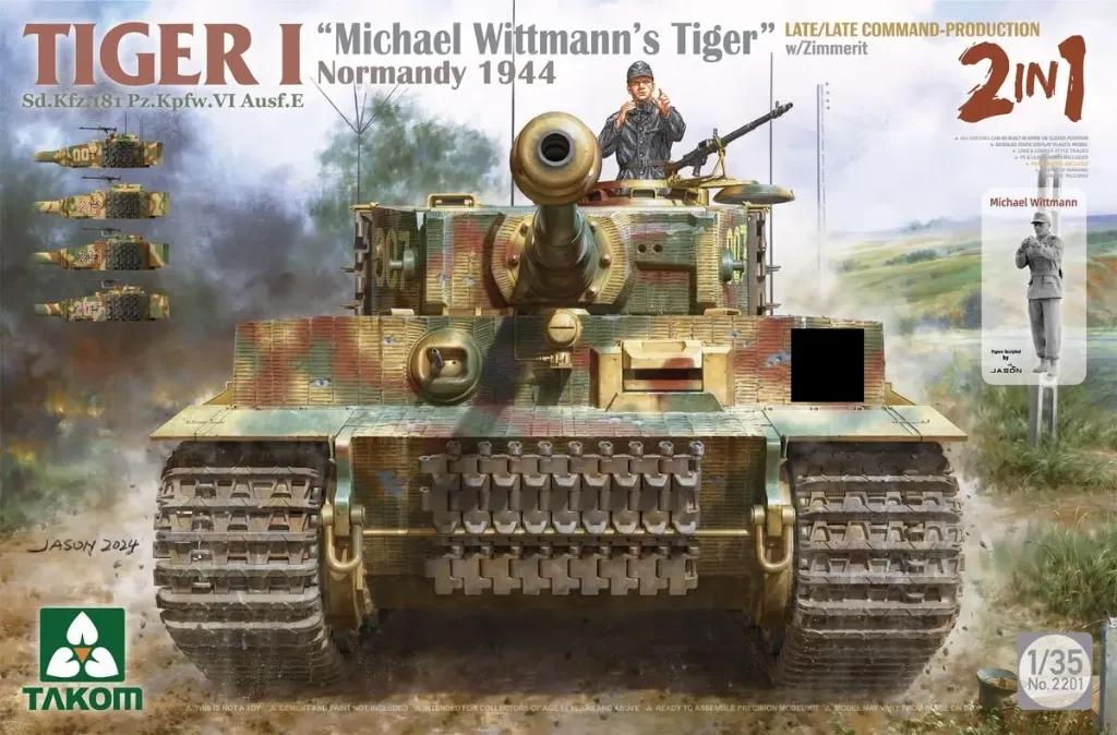 Takom : Tiger I Ausf.E Michael Wittmann's Tiger Normandy 1944 Late Command Zimmerit (1/35)