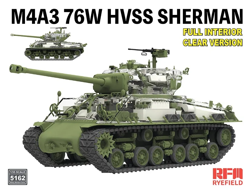 Ryefield : Sherman M4A 76W HVSS with full interior clear Version (1/35)