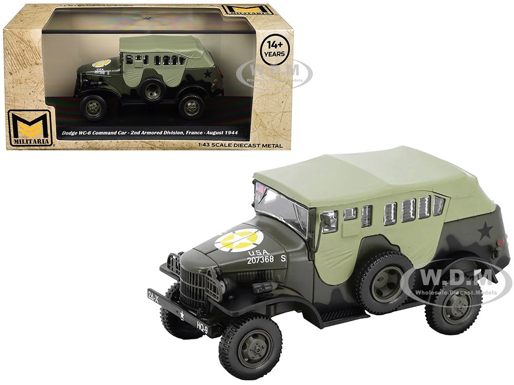 Motor City : Dodge WC-6 Command Car with Canvas Top Olive Drab "2nd Armored Division, France" (1944) United States Army 1/43