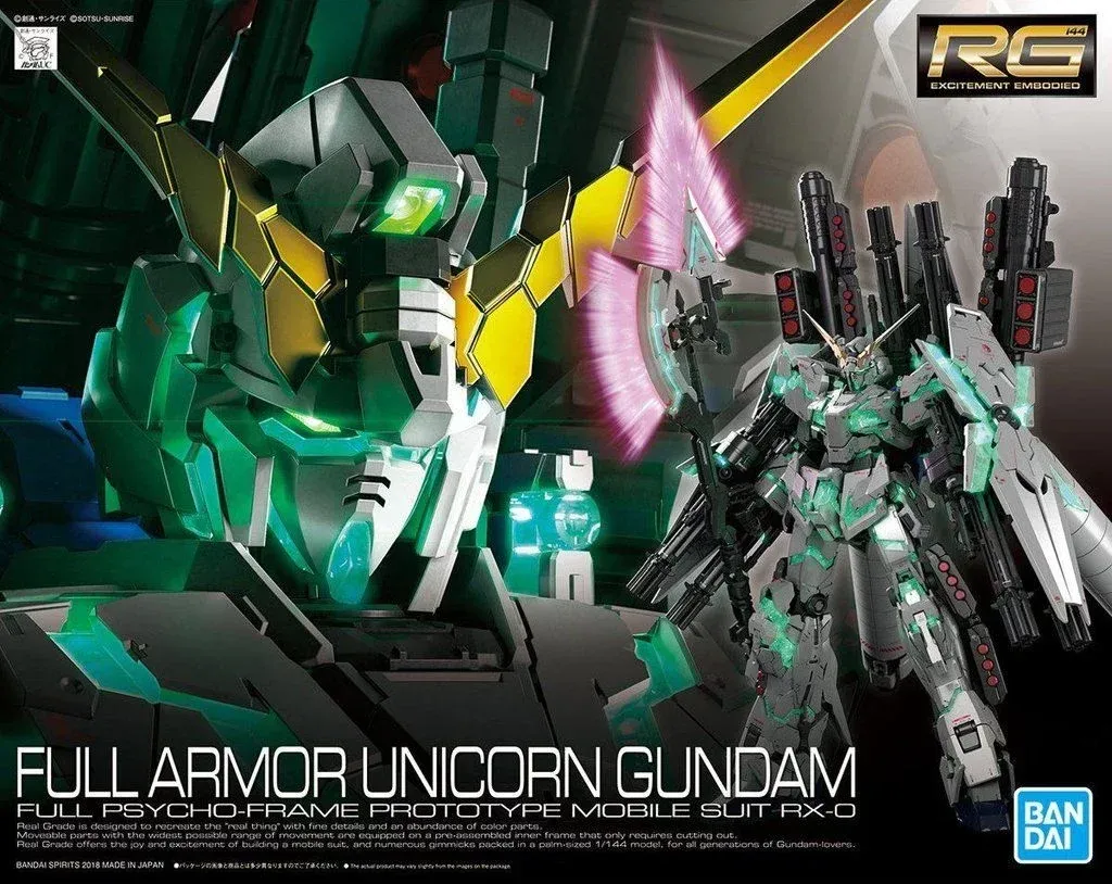 Bandai : 30 Full Armor Unicorn Gundam Full Psycho Frame Prototype Mobile Suit RX-O RG (1/144)