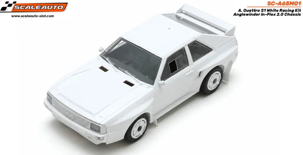 Scaleauto : Audi Quattro S1 White Racing Kit - Anglewinder In-Flex 2.0 Chassis (1/32)