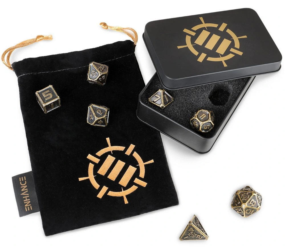 REBEL Jeu De 7 Dés En Métal Violet Métallique – Dés De RPG Haut De Gamme, Résistants, Bien Équilibrés – Cadeau Pour Joueurs Expérimentés