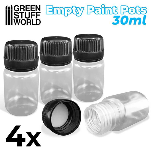 [GSW 10454] Green Stuff  : Pot de peinture vide 30ml (4pcs)