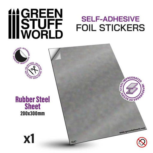 [GSW 1047] Green Stuff : Feuille Caoutchouc Ferreux AUTO ADHESIF (1pcs)