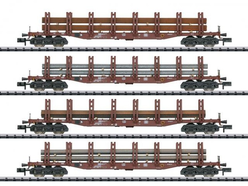 [MII 15484] Minitrix : 4 WAGON MARCHANDISES - TRANSPORT ACIER