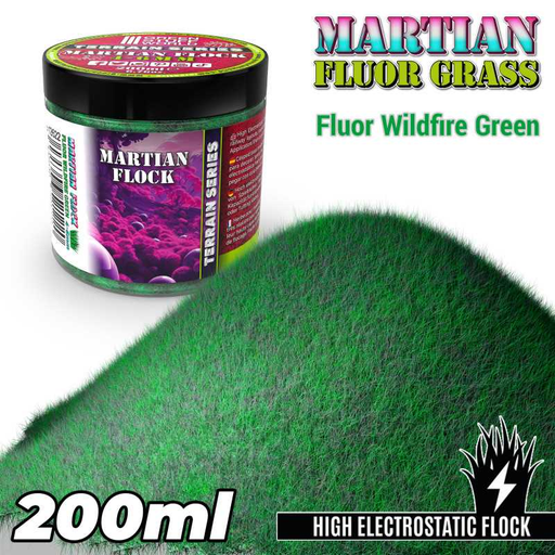 [GSW 12622] Green Stuff : Flocage Fluor Wildfire Green (200ml) │ 4-6mm Martian Flock - Terrain Series