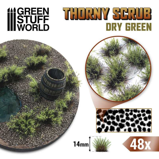 [GSW 11501] Green Stuff : Thorny Scrub 14mm - Dry Green (48pcs)