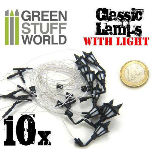[GSW 9270] Green Stuff : Lampadaires classiques de MUR avec LED (10pcs)