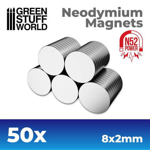[GSW 11519] Green Stuff : Aimants Néodymes N52 8x2mm (50pcs)