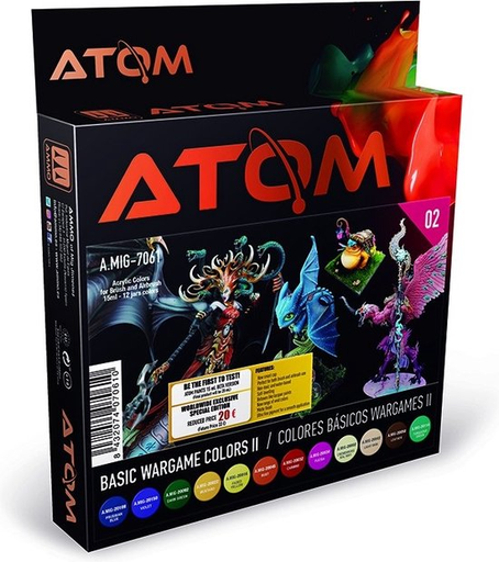 [ATM A.MIG-7061] Ammo Mig : Set Acrylique "Basic Wargames Colors II" (12pcs) │ Atom