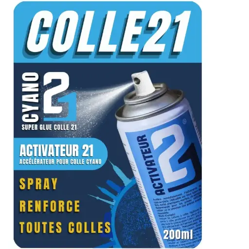 [C21 CY_ACT_SPRA200] Colle21 : Activateur / Accélérateur en Spray pour Cyanoacrylate (200ml)