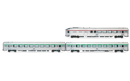[JOU HJ4196] Jouef : voitures Mistral 69 " étoile du nord " B3Dtux-D8u-B91/2TU avec cartouche Corail SNCF