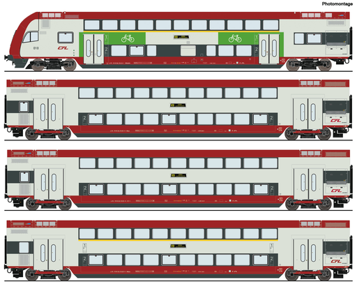 [ROC 6220148] Roco : Voiture Pilote et voitures double étage CFL - Alternatif