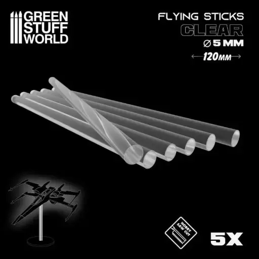 [GSW 9315] Green Stuff : Tige acrylique ROND 5mm "Transparent" (5pcs)
