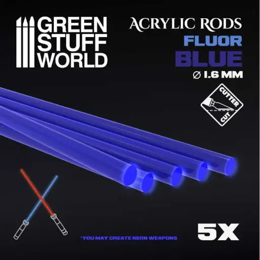 [GSW 9249] Green Stuff : Tige acrylique ROND 1,6mm "Fluor BLUE" (5pcs)