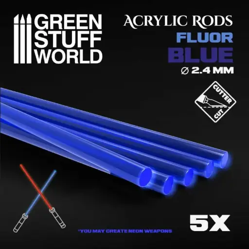 [GSW 9253] Green Stuff : Tige acrylique ROND 2,4mm "Fluor BLUE" (5pcs)