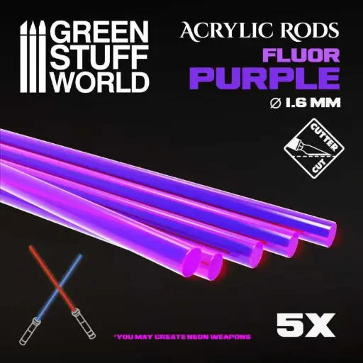 [GSW 10579] Green Stuff : Tige acrylique ROND 1,6mm "Fluor Purple" (5pcs)