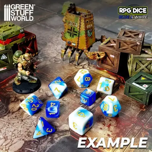 [GSW 2659] Green Stuff : 36x D6 12mm Dés de Jeu - Blanc Bleu 