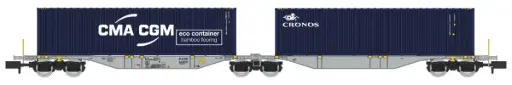 [REE NW-328] REE : Wagon Sggmrss 90 AEE 2 conteneurs 40' CGM Eco container + Cronos 