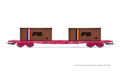 [JOU HJ6278] Jouef : wagon porte-conteneurs à 4 essieux S70, avec 2 conteneurs de 20' 