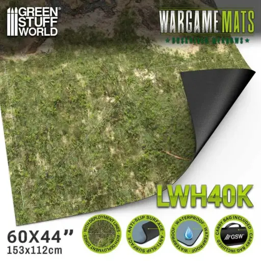 [GSW 5875] Green Stuff : Tapis néoprène 44x60" Duskriver Meadows avec zones de déploiement 