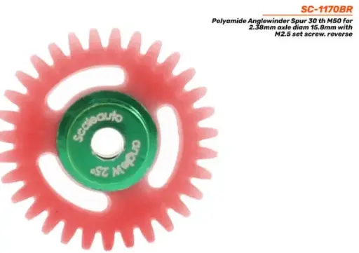 [SCT SC-1170BR] Scaleauto : Couronne Polyamide Anglewinder Spur 30 th M50 for 2.38mm axle diam 15.8mm with M2.5 set screw. reverse