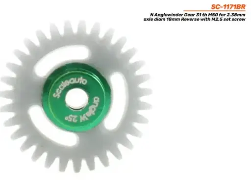 [SCT SC-1171BR] Scaleauto : Couronne Anglewinder Gear 31 th M50 for 2.38mm axle diam 17mm Reverse with M2.5 set screw 